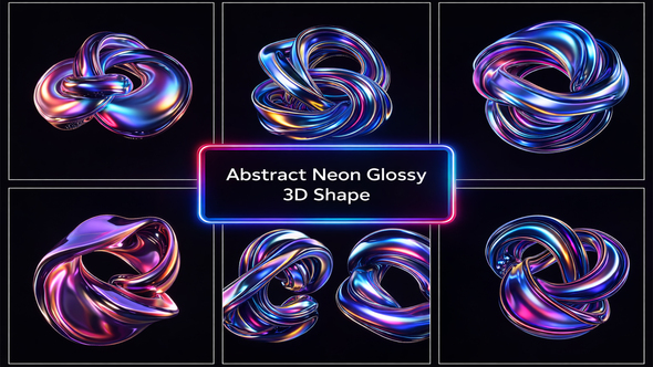 Photo of Abstract Neon Glossy 3D Shape – Videohive 62385139