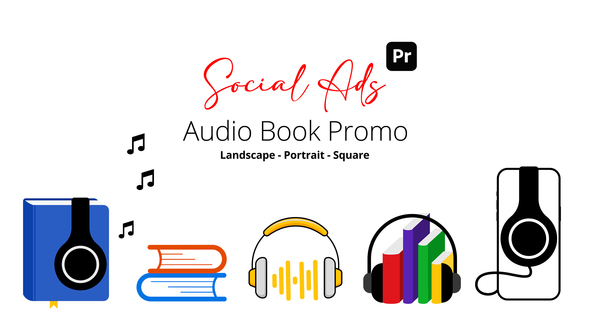 Photo of Audio Book Promo Social Ads for Premiere Pro – 5 Logo Concepts (Landscape/Square/Portrait) – Videohive 56560281