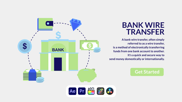 Photo of Bank Wire Transfer Design Concept – Online Banking Transaction Presentation Animation Template – Videohive 50690325