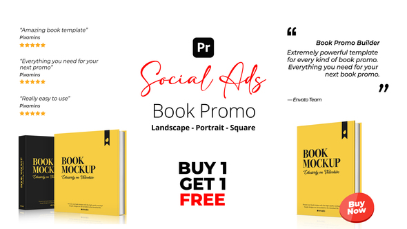 Photo of Book Promo Social Ads for Premiere Pro – 6 Concepts in Landscape, Square &; Portrait – Videohive 56560392