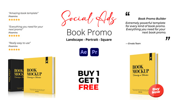Photo of Book Promo Social Ads for After Effects – 6 Concepts in Landscape, Square & Portrait – Videohive 45178219