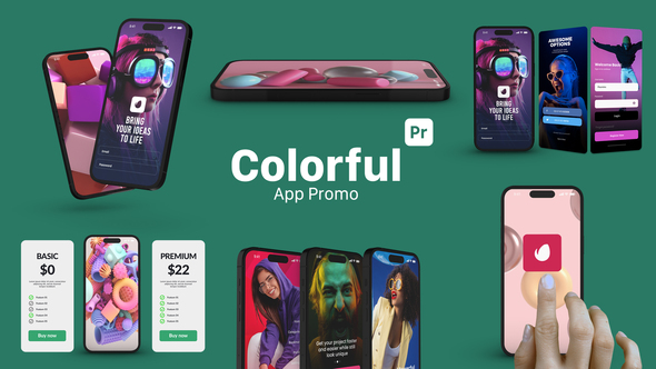 Photo of Colorful App Promo for Premiere Pro with Smartphone Mockups – Videohive 53933452