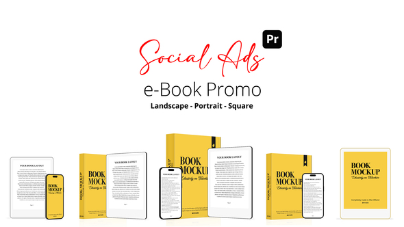 Photo of e-Book Promo Social Ads for Premiere Pro – 5 Logo Concepts in Landscape, Square & Portrait – Videohive 56560383