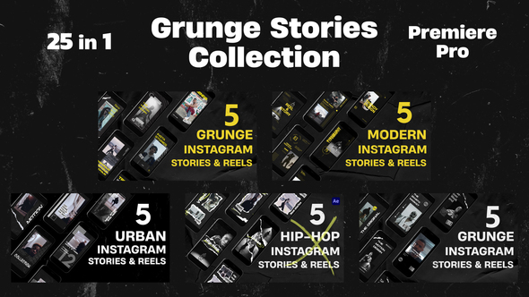 Photo of Grunge Instagram Stories Collection 25in1 Mogrt – Videohive 62295398