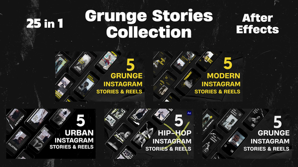Photo of Grunge Instagram Stories Collection 25in1 – Videohive 62294612