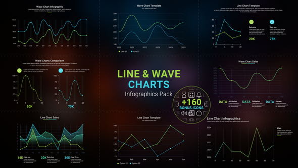 Photo of Line & Wave Charts Infographics Pack (Includes Bonus Icons) – Videohive 62117014