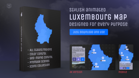 Photo of Luxembourg Map – Grand Duchy of Luxembourg (Luxemburg) Map Kit – Videohive 24726531