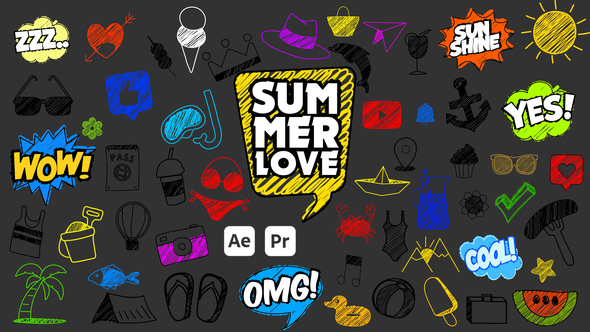 Photo of 60+ Summer Scribble Icons for Premiere Pro | Animated Handwritten Doodle Pack – Videohive 52070168
