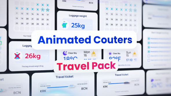 Photo of Travel Counters Pack – Luggage Weight, Weather, Booking Calendar, Route Progress, Checklist UI – Videohive 62099091