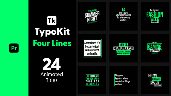 Photo of Typography Kit Four Lines Titles for Premiere Pro – Multi Line Text Motion Titles Pack – Videohive 44500821
