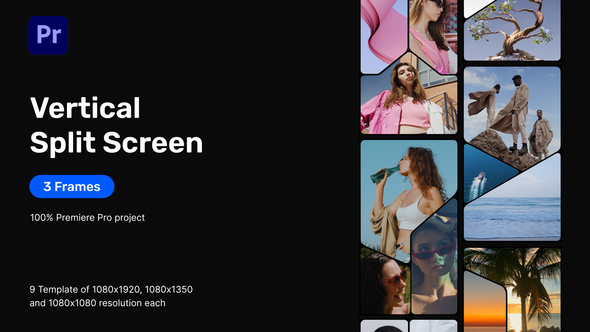 Photo of Vertical Split Screen – 3 Frames for Premiere Pro – Videohive 62135327