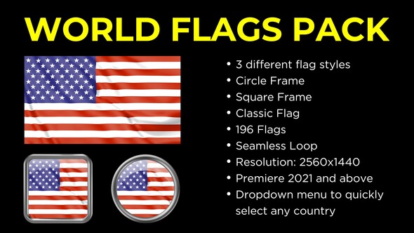 Photo of World Flags Loop – 3 Styles | MOGRT – Videohive 62124375