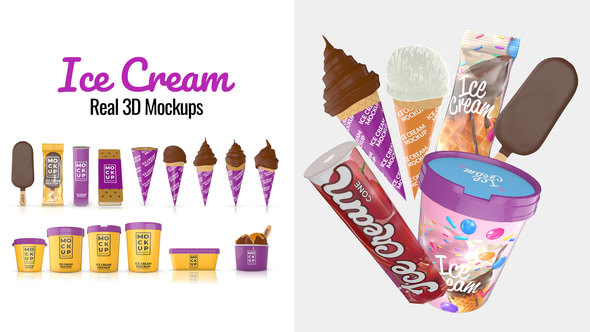 Photo of Realistic Ice Cream 3D Mockups for After Effects with Element 3D – Videohive 45915994