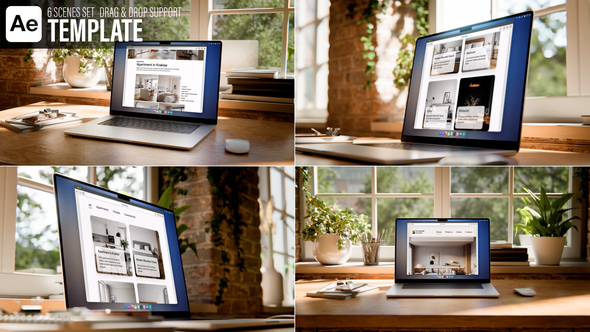 Photo of Laptop Screen Mockup – Industrial Loft Interior | 6-SET AE Template – Videohive 62472448