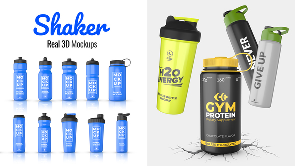 Photo of Realistic Shaker Bottle 3D Mockups for After Effects with Element 3D – Videohive 45589019