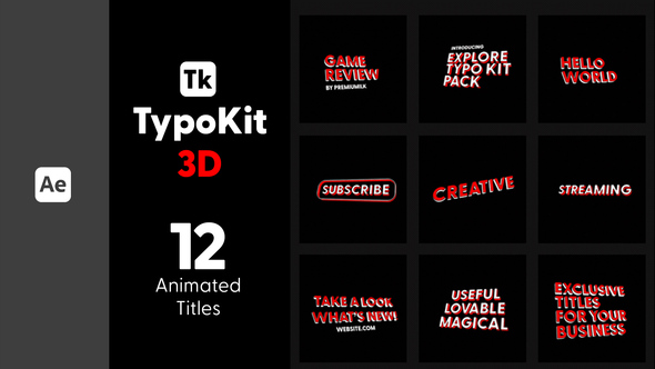 Photo of Typography Kit 3D Titles for After Effects – 3D Text Animation Motion Titles Pack – Videohive 44506534
