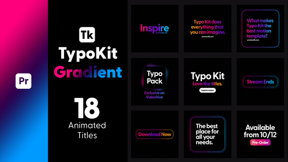 Photo of Typography Kit Gradient Titles for Premiere Pro – Gradient Text Animation Motion Titles Pack – Videohive 44480131