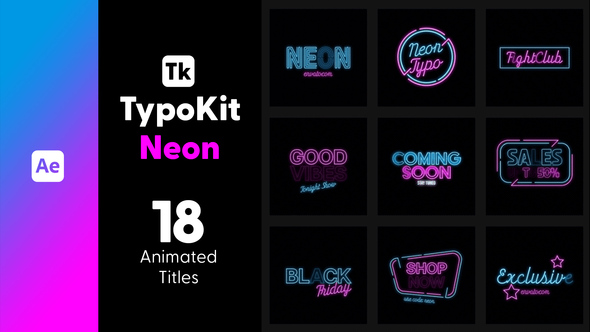 Photo of Typography Kit Neon Titles for After Effects – Neon Glow Text Animation Motion Titles Pack – Videohive 44505279
