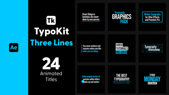 Photo of Typography Kit Three Lines Titles for After Effects – Minimal Line Text Motion Titles Pack – Videohive 44500690